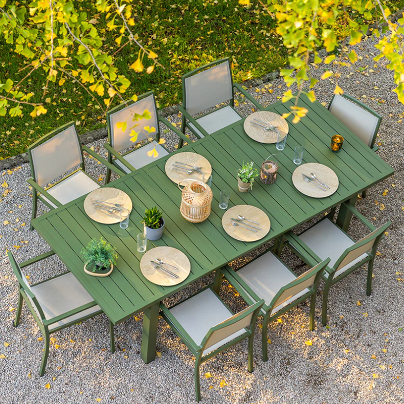 Table de jardin rectangulaire Extensible Santorin Kaki